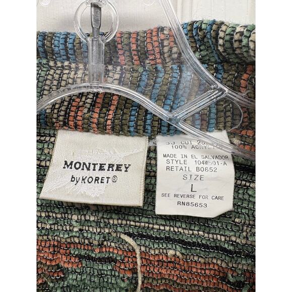 Monterey by Koret Sweater, Funky Boho Cardigan, Weaved Beach Wear, Women's L - Picture 2 of 6